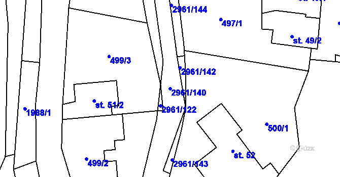 Parcela st. 2961/140 v KÚ Dlouhá Loučka, Katastrální mapa
