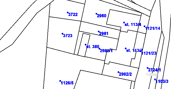 Parcela st. 380 v KÚ Dlouhá Loučka, Katastrální mapa