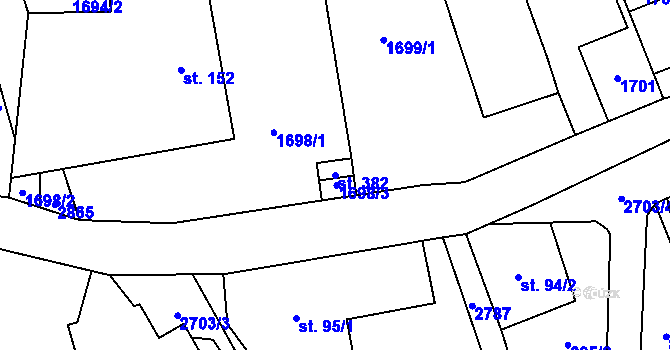 Parcela st. 382 v KÚ Dlouhá Loučka, Katastrální mapa