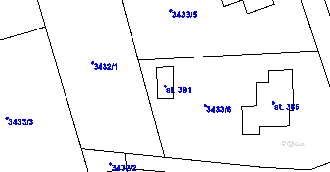 Parcela st. 391 v KÚ Dlouhá Loučka, Katastrální mapa