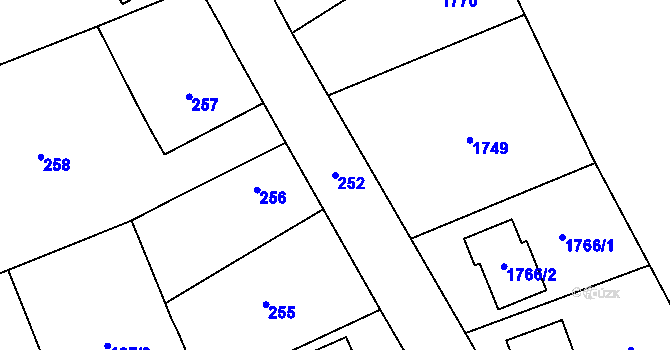 Parcela st. 252 v KÚ Dolní Dlouhá Loučka, Katastrální mapa