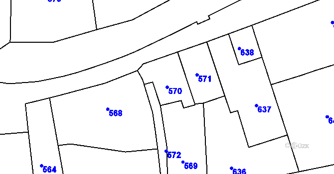 Parcela st. 570 v KÚ Dolní Dlouhá Loučka, Katastrální mapa