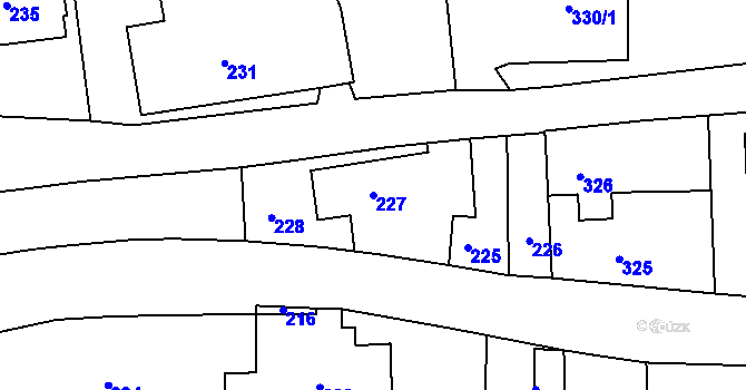 Parcela st. 227 v KÚ Dolní Dlouhá Loučka, Katastrální mapa