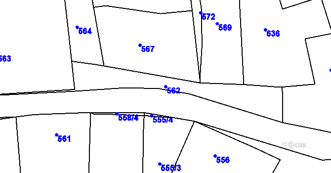Parcela st. 562 v KÚ Dolní Dlouhá Loučka, Katastrální mapa