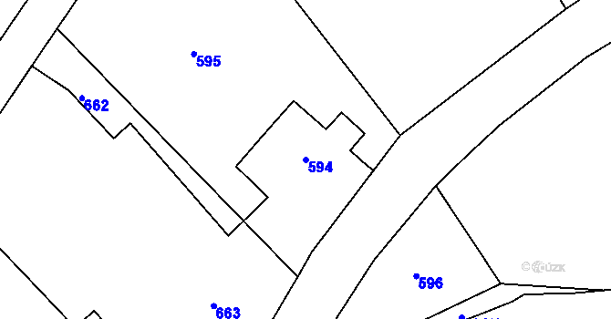 Parcela st. 594 v KÚ Dolní Dlouhá Loučka, Katastrální mapa