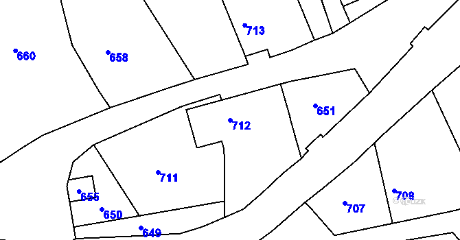 Parcela st. 712 v KÚ Dolní Dlouhá Loučka, Katastrální mapa