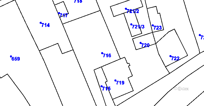 Parcela st. 716 v KÚ Dolní Dlouhá Loučka, Katastrální mapa
