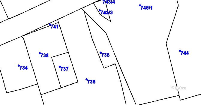 Parcela st. 736 v KÚ Dolní Dlouhá Loučka, Katastrální mapa