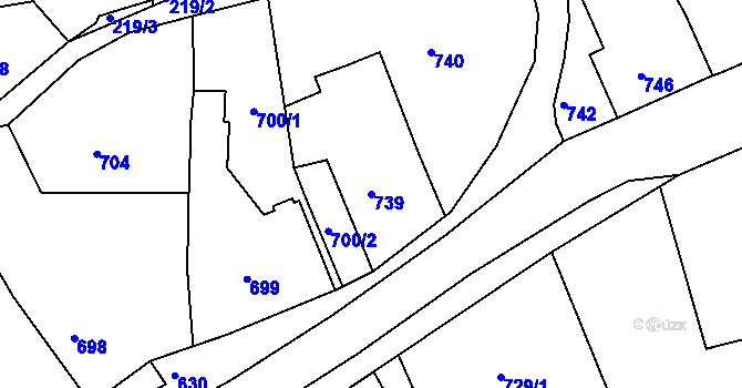 Parcela st. 739 v KÚ Dolní Dlouhá Loučka, Katastrální mapa