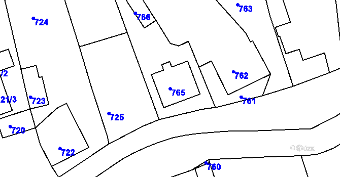 Parcela st. 765 v KÚ Dolní Dlouhá Loučka, Katastrální mapa