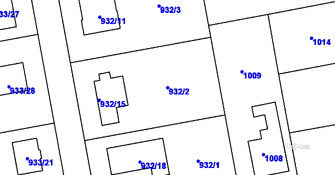 Parcela st. 932/2 v KÚ Dolní Dlouhá Loučka, Katastrální mapa