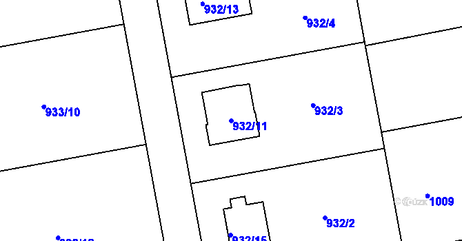 Parcela st. 932/11 v KÚ Dolní Dlouhá Loučka, Katastrální mapa
