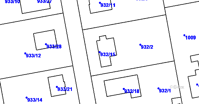 Parcela st. 932/15 v KÚ Dolní Dlouhá Loučka, Katastrální mapa