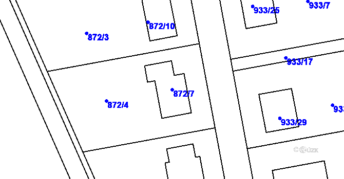 Parcela st. 872/7 v KÚ Dolní Dlouhá Loučka, Katastrální mapa