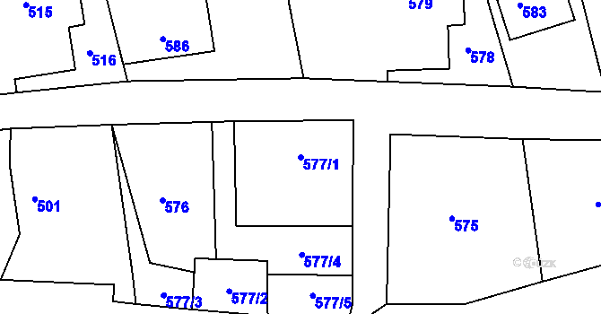 Parcela st. 577/1 v KÚ Dolní Dlouhá Loučka, Katastrální mapa