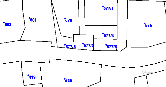 Parcela st. 577/2 v KÚ Dolní Dlouhá Loučka, Katastrální mapa
