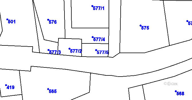 Parcela st. 577/5 v KÚ Dolní Dlouhá Loučka, Katastrální mapa