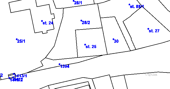Parcela st. 25 v KÚ Horní Dlouhá Loučka, Katastrální mapa