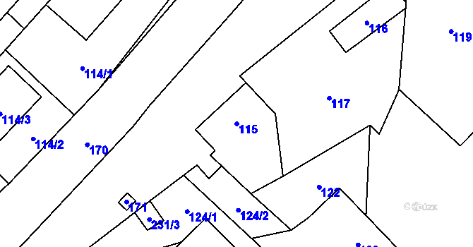 Parcela st. 115 v KÚ Plinkout, Katastrální mapa