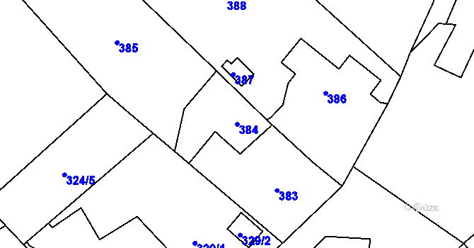 Parcela st. 384 v KÚ Plinkout, Katastrální mapa