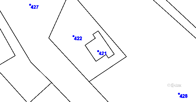 Parcela st. 421 v KÚ Plinkout, Katastrální mapa
