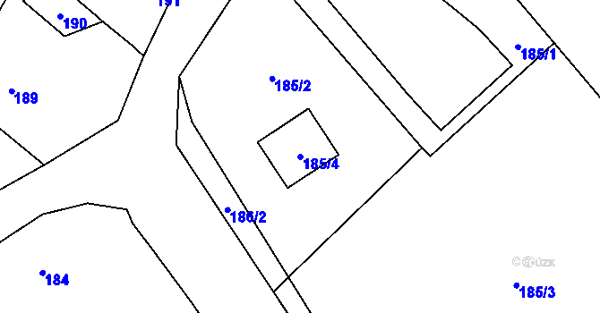 Parcela st. 185/4 v KÚ Plinkout, Katastrální mapa