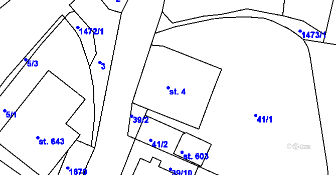 Parcela st. 4 v KÚ Dlouhá Třebová, Katastrální mapa