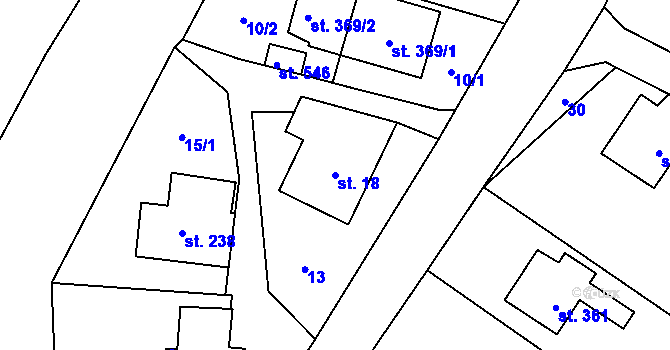 Parcela st. 18 v KÚ Dlouhá Třebová, Katastrální mapa