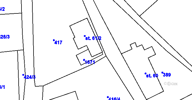 Parcela st. 61/1 v KÚ Dlouhá Třebová, Katastrální mapa