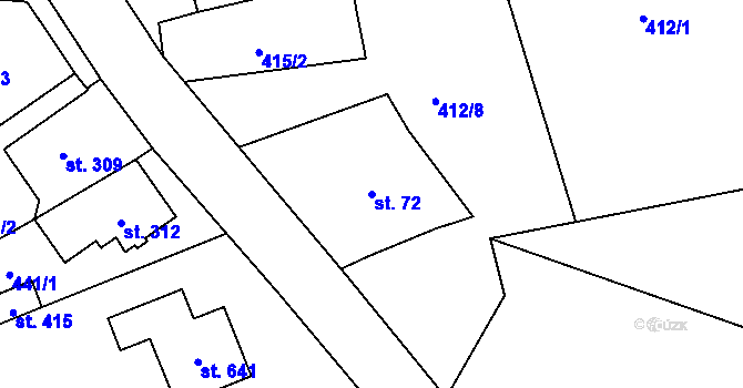 Parcela st. 72 v KÚ Dlouhá Třebová, Katastrální mapa