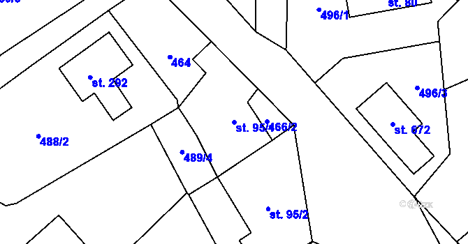 Parcela st. 95/1 v KÚ Dlouhá Třebová, Katastrální mapa