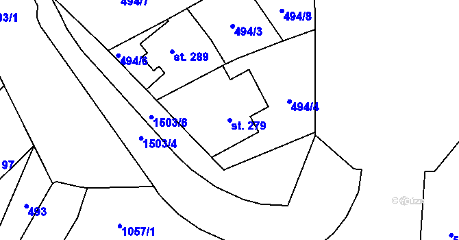 Parcela st. 279 v KÚ Dlouhá Třebová, Katastrální mapa