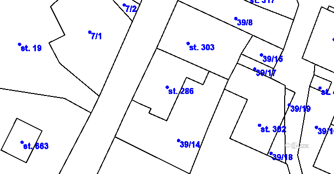 Parcela st. 286 v KÚ Dlouhá Třebová, Katastrální mapa