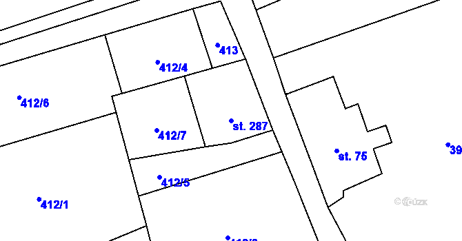 Parcela st. 287 v KÚ Dlouhá Třebová, Katastrální mapa