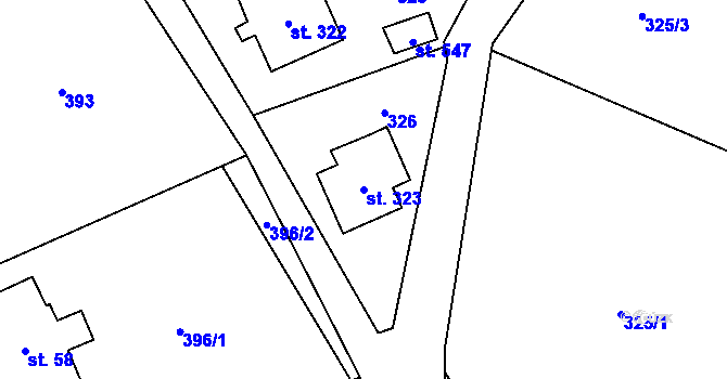 Parcela st. 323 v KÚ Dlouhá Třebová, Katastrální mapa