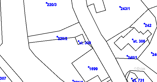 Parcela st. 338 v KÚ Dlouhá Třebová, Katastrální mapa