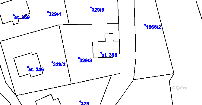 Parcela st. 358 v KÚ Dlouhá Třebová, Katastrální mapa