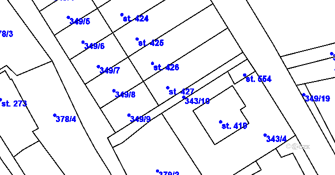 Parcela st. 427 v KÚ Dlouhá Třebová, Katastrální mapa