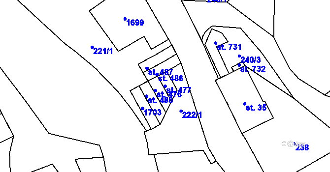 Parcela st. 477 v KÚ Dlouhá Třebová, Katastrální mapa