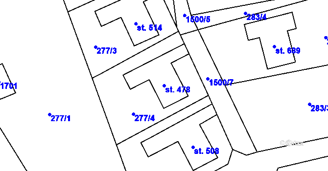 Parcela st. 478 v KÚ Dlouhá Třebová, Katastrální mapa
