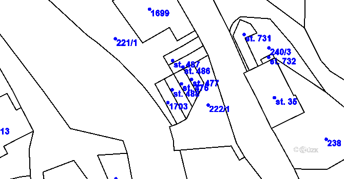 Parcela st. 488 v KÚ Dlouhá Třebová, Katastrální mapa