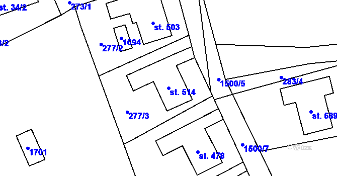 Parcela st. 514 v KÚ Dlouhá Třebová, Katastrální mapa
