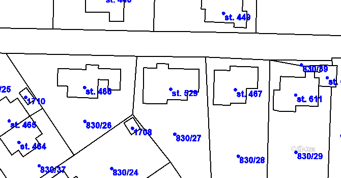 Parcela st. 529 v KÚ Dlouhá Třebová, Katastrální mapa