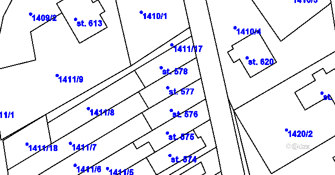 Parcela st. 577 v KÚ Dlouhá Třebová, Katastrální mapa