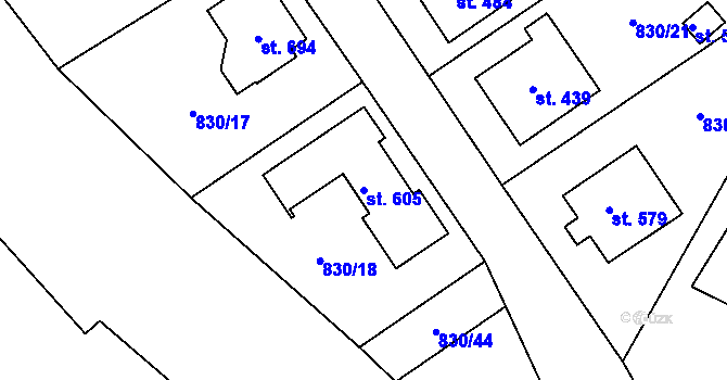 Parcela st. 605 v KÚ Dlouhá Třebová, Katastrální mapa