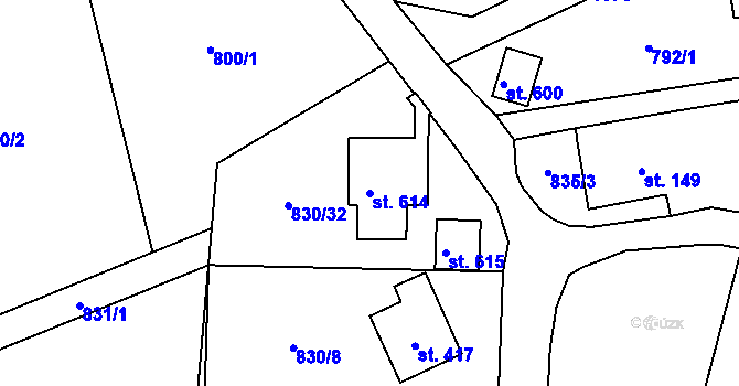 Parcela st. 614 v KÚ Dlouhá Třebová, Katastrální mapa