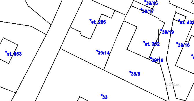 Parcela st. 39/14 v KÚ Dlouhá Třebová, Katastrální mapa