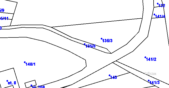 Parcela st. 135/5 v KÚ Dlouhá Třebová, Katastrální mapa