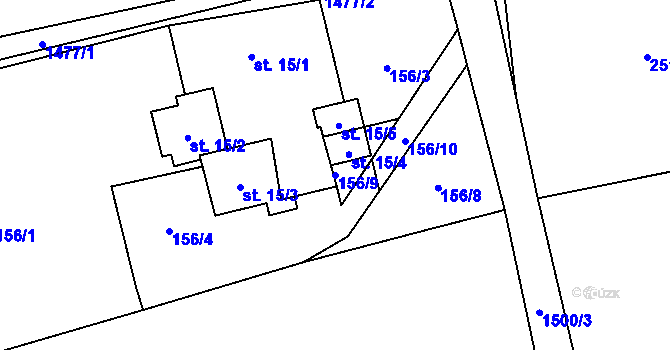 Parcela st. 156/9 v KÚ Dlouhá Třebová, Katastrální mapa