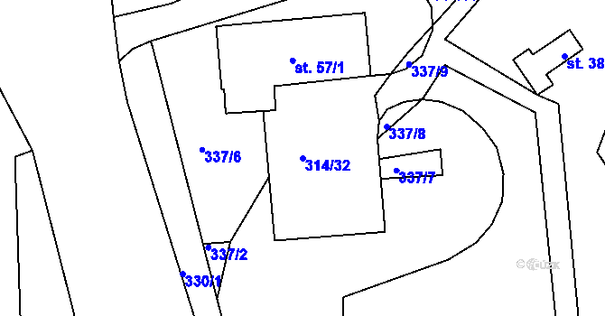 Parcela st. 314/32 v KÚ Dlouhá Třebová, Katastrální mapa